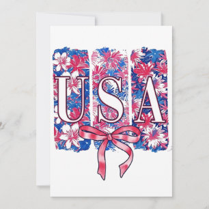 1776 America 4th of July USA Floral Flowers Holiday Card