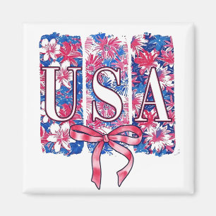 1776 America 4th of July USA Floral Flowers Magnet