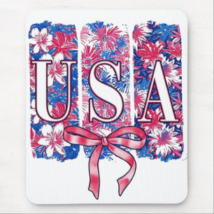 1776 America 4th of July USA Floral Flowers Mouse Pad