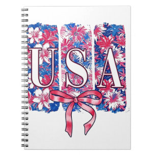 1776 America 4th of July USA Floral Flowers Notebook