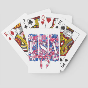 1776 America 4th of July USA Floral Flowers Playing Cards