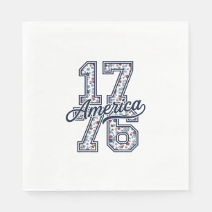 1776 America Floral Patriotic Vintage Vector Desig Napkin