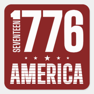 1776 America historical freedom white typography Square Sticker