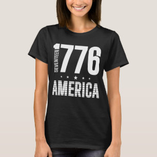 1776 America historical freedom white typography T-Shirt
