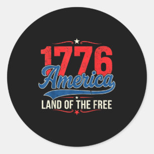 1776 America Land Of The Free Vintage Patriotic Classic Round Sticker
