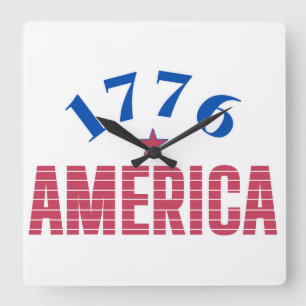 1776 AMERICA year of freedom Square Wall Clock