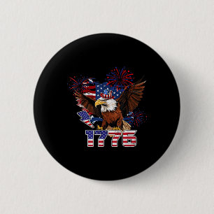 1776 American Flag Eagle Patriotic 4th Of July Usa 6 Cm Round Badge