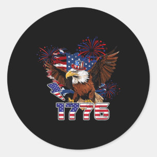 1776 American Flag Eagle Patriotic 4th Of July Usa Classic Round Sticker