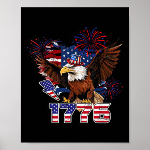 1776 American Flag Eagle Patriotic 4th Of July Usa Poster