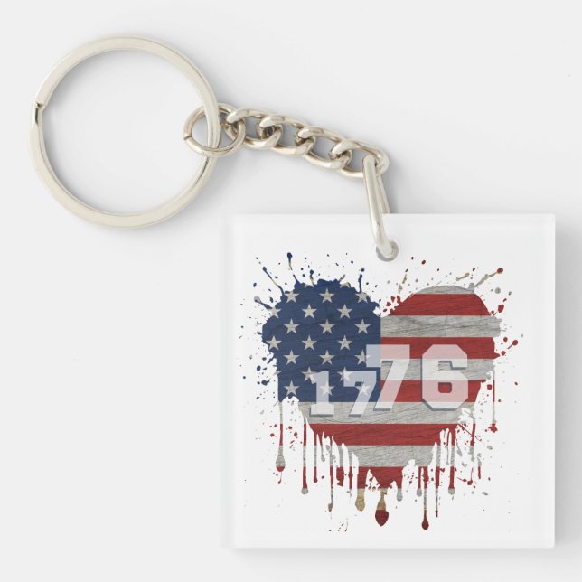 1776 American Flag Key Ring (Front)