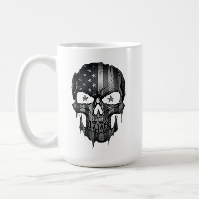 1776 American Flag Patriot Skull USA 250th Coffee Mug (Left)