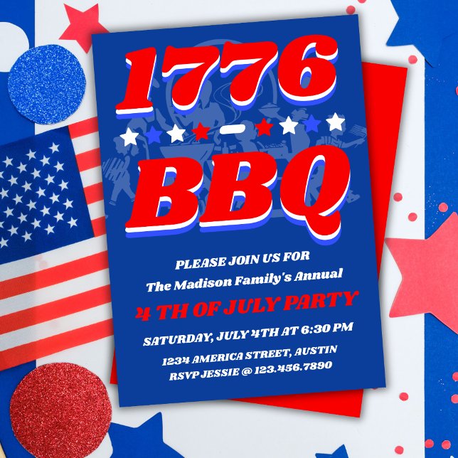 1776 BBQ Party Fireworks Night Invitation (Creator Uploaded)
