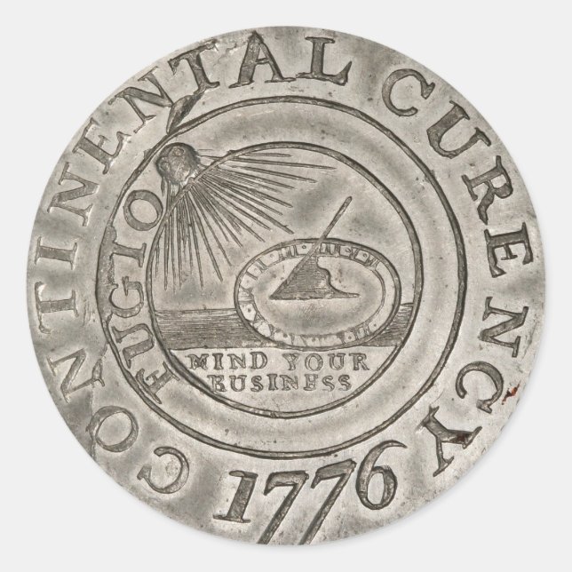 1776 Continental Currency Coin American Revolution Classic Round Sticker (Front)