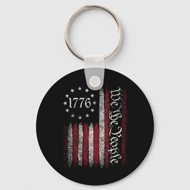 1776 Flag Constitution Independence Day American P Key Ring (Front)