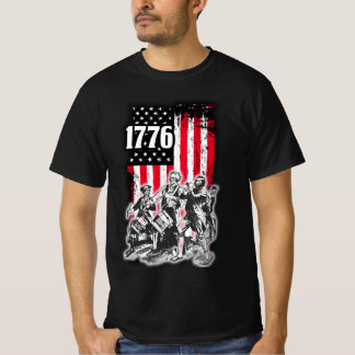 1776 Flag with image of Spirit of 76 Musicians T- T-Shirt