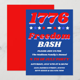 1776 Freedom Bash   4th of July Celebration Invitation