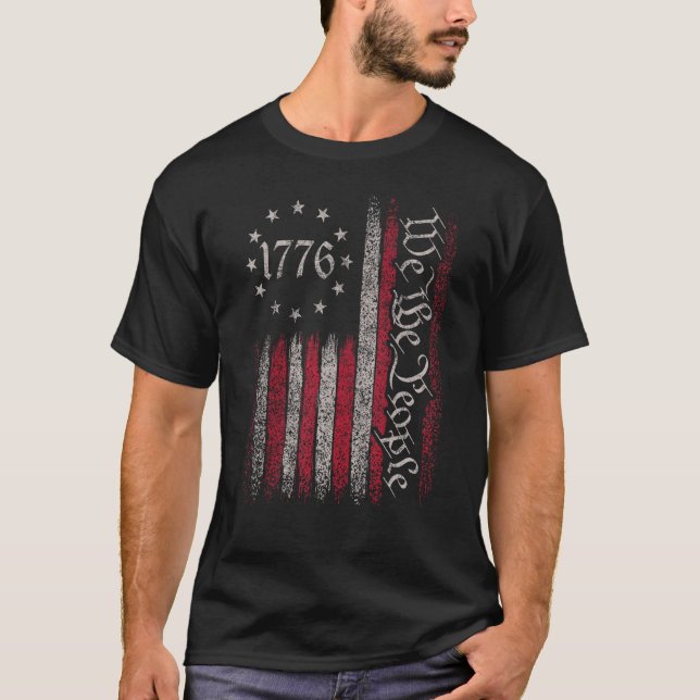 1776 Independence Day American Flag the People Con T-Shirt (Front)