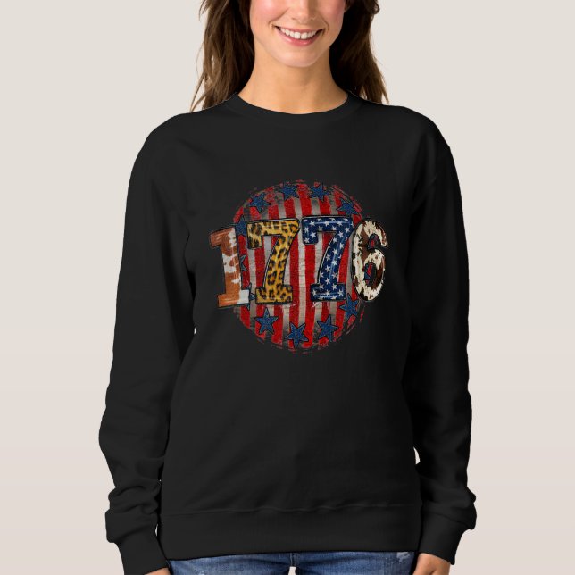 1776 Independence Day Happy 4th Of July Leopard Co Sweatshirt (Front)