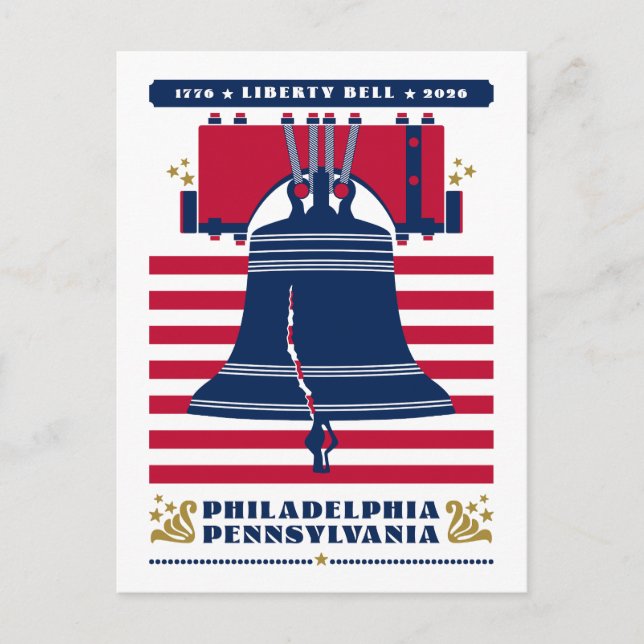 1776 Liberty Bell Stars and Stripes 2026 Postcard (Front)