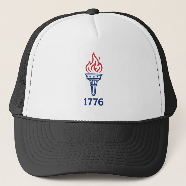 1776 Liberty Torch Patriotic Embroidered Hat (Front)