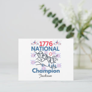 1776 National Champions Funny Patriotic July 4th Holiday Postcard