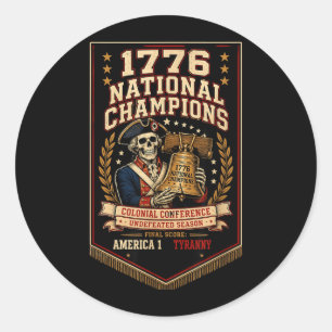 1776 National Sport Styles Patriotic Funny Fourth Classic Round Sticker