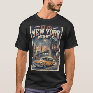 1776 New York Nights Skyline Fireworks Brooklyn. T-Shirt