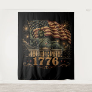 1776 Patriotic American Flag Statue of Liberty Tapestry