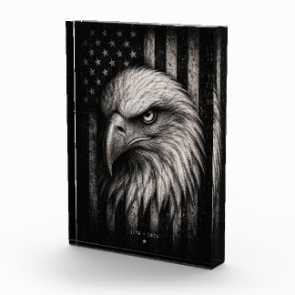 1776 Patriotic Bald Eagle American Flag Photo Block