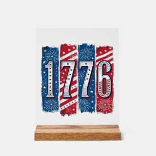 1776 Patriotic Fireworks Vintage Vector Design_1 Acrylic Sign