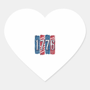 1776 Patriotic Fireworks Vintage Vector Design_1 Heart Sticker