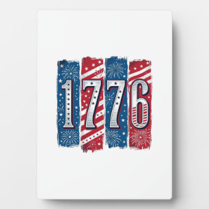 1776 Patriotic Fireworks Vintage Vector Design_1 Plaque