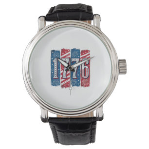 1776 Patriotic Fireworks Vintage Vector Design_1 Watch