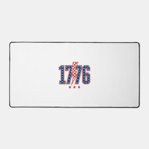 1776 Patriotic Lightning Bolt Vintage Graphic Tee_ Desk Mat