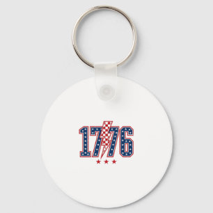 1776 Patriotic Lightning Bolt Vintage Graphic Tee_ Key Ring