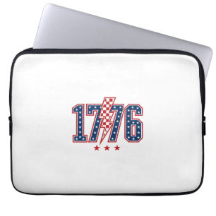 1776 Patriotic Lightning Bolt Vintage Graphic Tee_ Laptop Sleeve