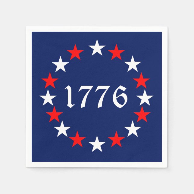 1776 red white navy blue stars patriotic funny napkin (Front)