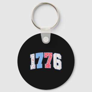 1776 Retro Floral Patchwork Patriotic Vintage Girl Key Ring