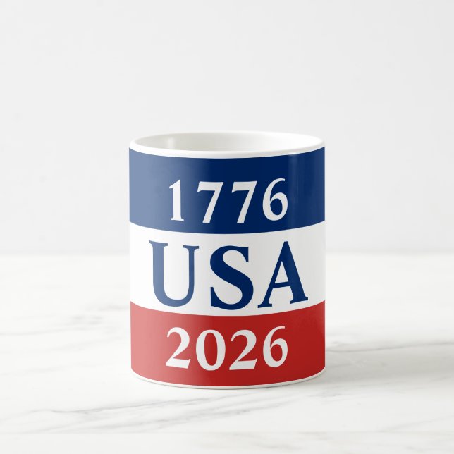 1776 USA 2026 Red White and Blue Patriotic Coffee Mug (Center)