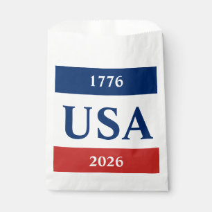 1776 USA 2026 Red White and Blue Patriotic Favour Bag