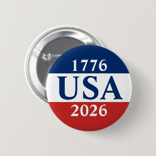 1776 USA 2026 Red White Blue USA 250th Anniversary 6 Cm Round Badge