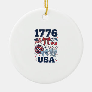 1776 USA Patriotic Coquette Vector Design_1 Ceramic Ornament