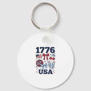 1776 USA Patriotic Coquette Vector Design_1 Key Ring