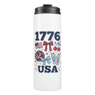 1776 USA Patriotic Coquette Vector Design_1 Thermal Tumbler