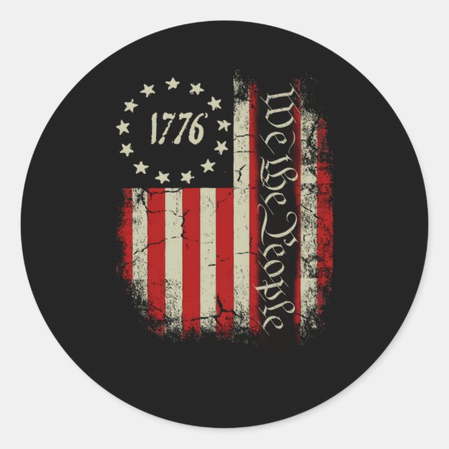 1776 We The People Patriotic American Constitution Classic Round Sticker (Front)