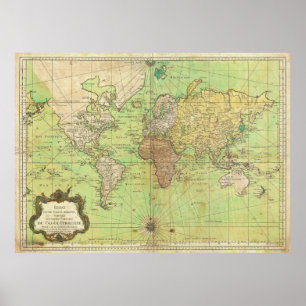 1778 Bellin Nautical Chart or Map of the World