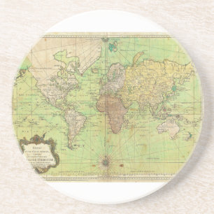 1778 Bellin Nautical Chart or Map of the World Coaster