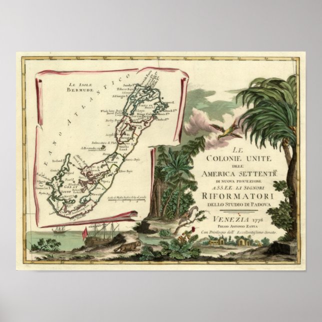 1778 Le Isole Bermude Map Poster (Front)