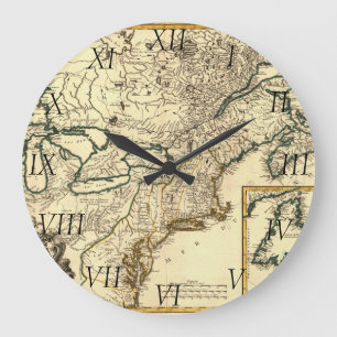 1778 Map of Canada and the United States Large Clock