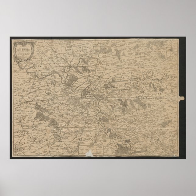 1780 Map of Paris, Historic City Map, Antique Plan Poster (Front)